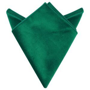 Velvet Self Fold Solid Color Pocket Square for Suit Formal Green